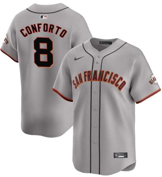 Men's San Francisco Giants #8 Michael Conforto Gray Cool Base Stitched Baseball Jersey Dzhi